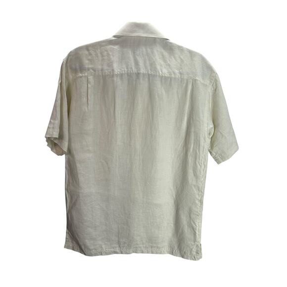 Joseph and Feiss Linen Shirt S White Short Sleeve Button Up Vacation Beach Style - Picture 4 of 8